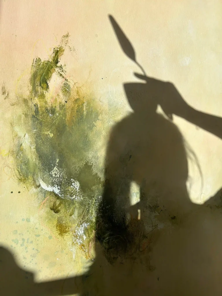 detail rozpracovaného obrazu se stínem