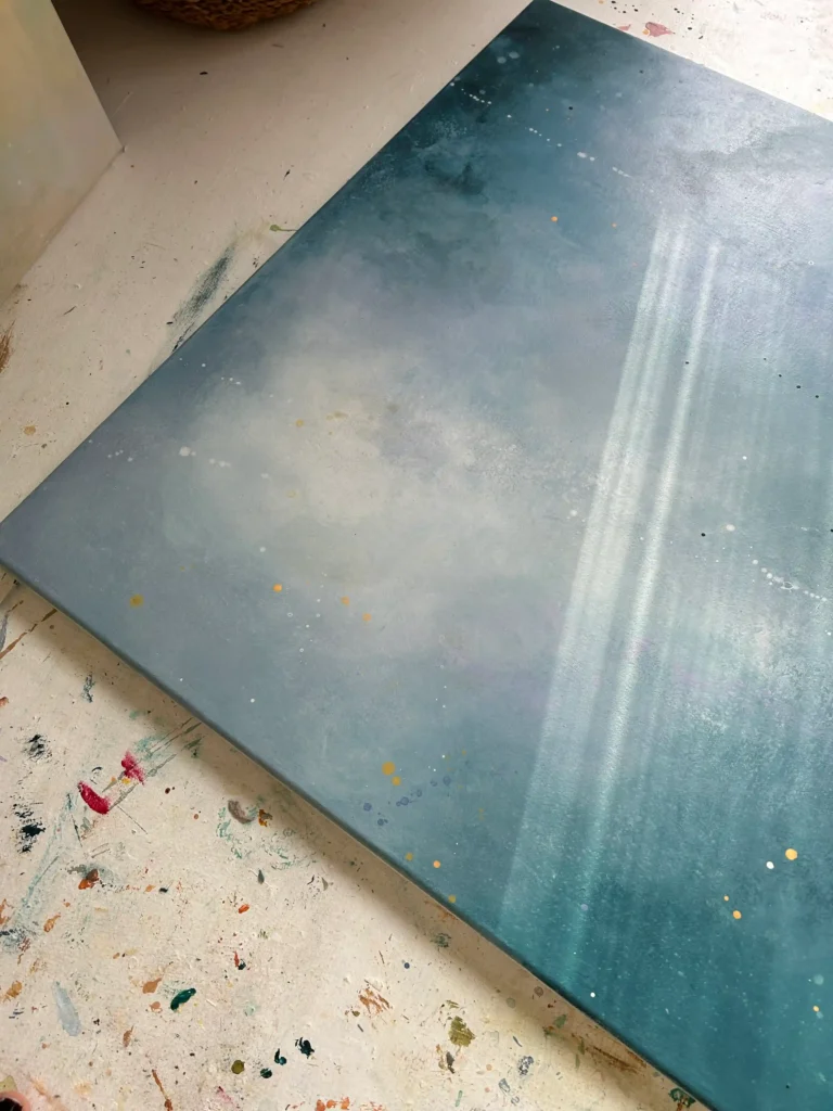 detail modrého barevného obrazu